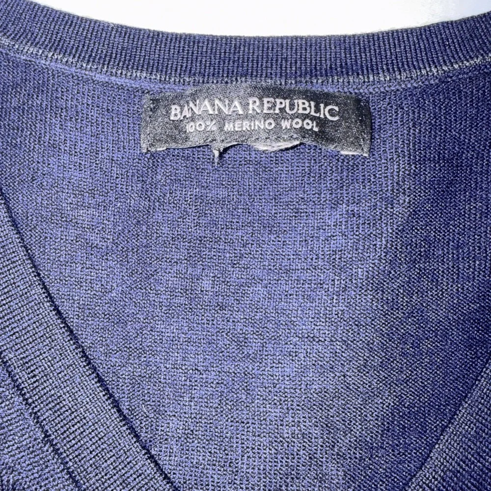 Banana‎ Republic Men's Extra Fine Italian Merino Wool XXL Royal Blue V-Neck